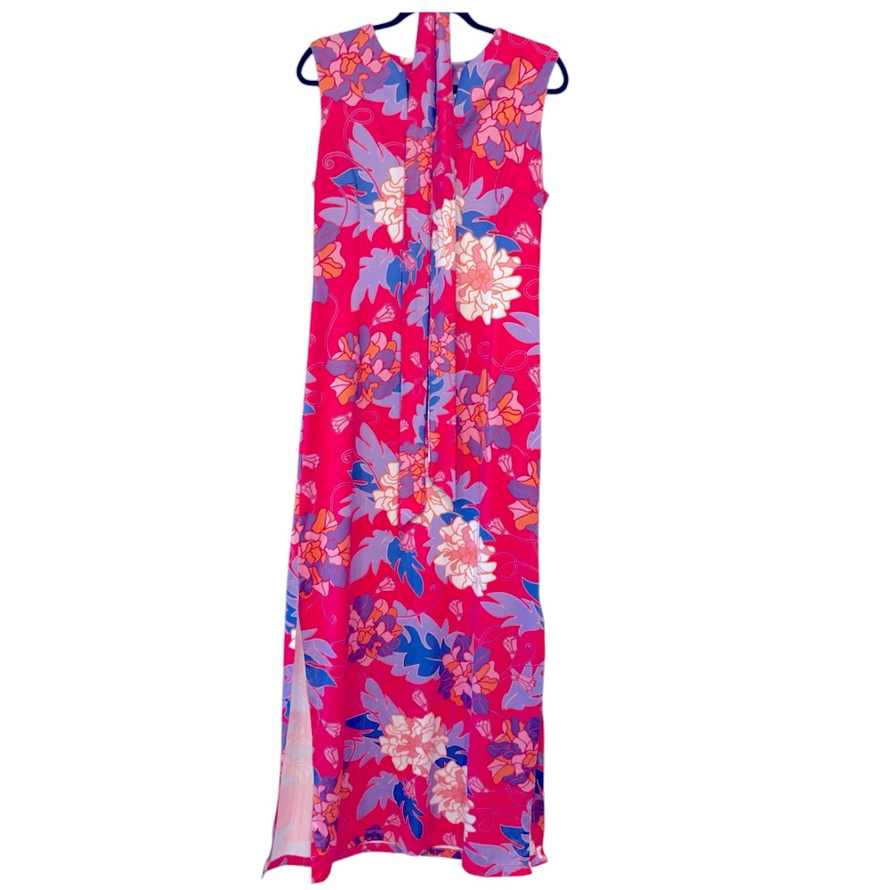 RULON REED - bright pink floral maxi dress south beach vintage 60’ 70’s party
